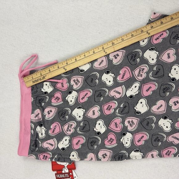 Peanuts Snoopy Women’s Pajama Pants XL Gray Pink Hearts Lounge Sleepwear NWT - Picture 6 of 11
